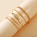 HOVANCI Best Selling Gold Plated Five Layer Multilayer Tags Charms Bracelet Metal Knotted Bangle for Women