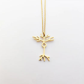 Tiny Neuron Cell Necklace 18K Gold Plated Stainless Steel Neurone Cell Necklace Science Jewelry for Women Teacher Chemistry