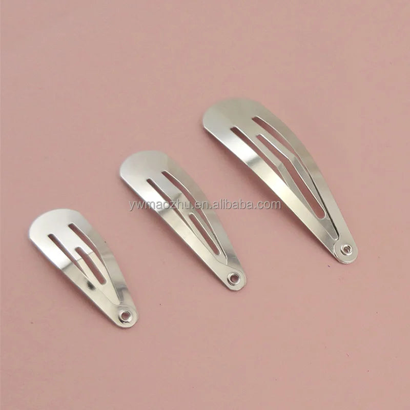 3cm 4cm 5cm No Hole Tear Drop Metal Snap Clip Kids Side BB Hairpin Plain Hairgrip for DIY Hair Accessories Lead Free Nickle Free