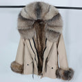 OFTBUY 2023 Women's New Winter Parka Short Real Fox Raccoon Fur Collar Hooded Thick Warm Natural Coat Zipper Streetwear