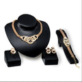 Fashion Brass Alloy with 18k Gold Plated Five Rings Jewelry Set Charm Necklace Earring Ring Bracelet Jewellery Sets for Women