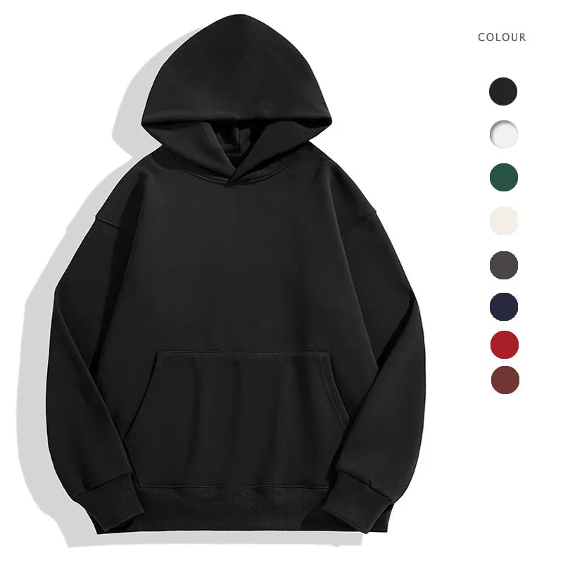 Mens 600gsm Velvet Thickened Sherpa Hoodie Sweatshirt Pullover Hooded Soft Cotton-Blend Plain Casual Hoodies