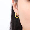 Chris April 316L Stainless Steel PVD Plated Gold Enamel Coating C Shape Bamboo Hoops Earring