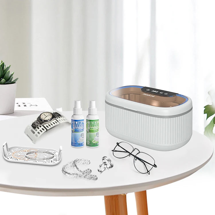 Portable Eyeglasses Rings Earrings Jewelry Cleaner High-frequency Vibration Ultrasonic Cleaner with Digital Display
