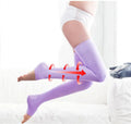 Japanese 450D Nylon Knitted Bed Sleep Slimming Compression Stockings Over Knee Shaping Circulation Open Toe Socks for Nurses