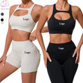 Customized Logo 3-Piece Women's Gym Fitness Active Wear Sets Breathable Yoga Suit Jog Elastic Waist Plus Size Summer Running