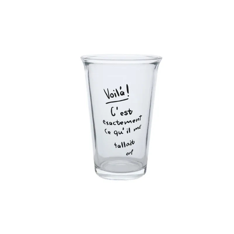 South Korea INS Style French Glass Cafe Lettering Cup Large Capacity Glass Milk Cup