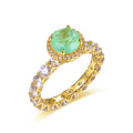 Retro Fashion 925 Silver Wedding Gemstone Ring Emerald Cut Colored Stone Pave Setting 18k Gold Plated Classic Jewelry