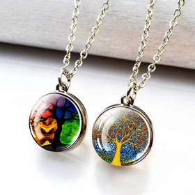 Tree of Life Jewelry Cute Colorful Glass Crystal Ball Crystal Pendant Silver Women Tree of Life Necklace
