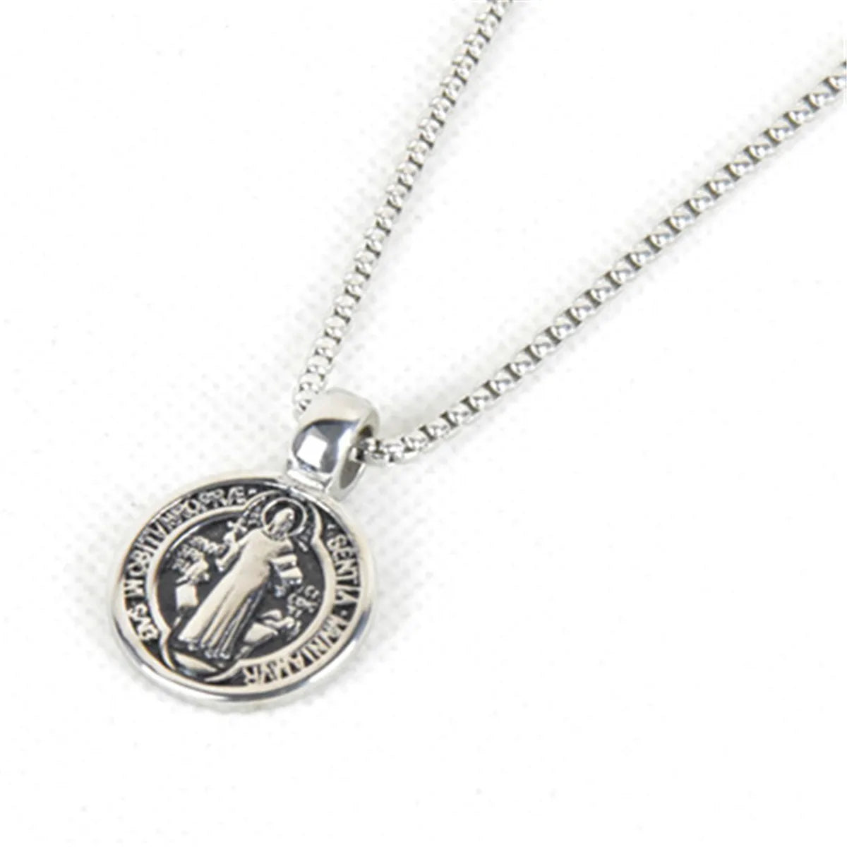 Fashion Titanium Steel Men Catholic St Benedict Cross Exorcism Protection Pendant Necklace Jewelry