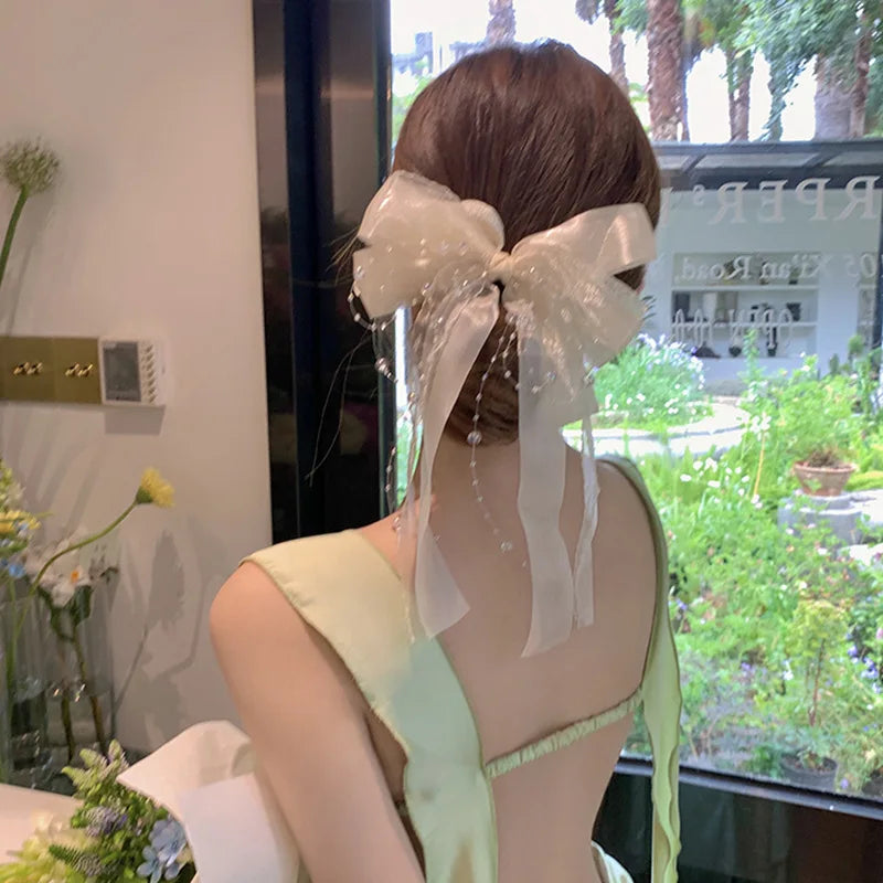 IVANHOE the Latest Hair Accessories About Korean fairy Ribbon Girl Hair Clips and Tulle Bows and Mermaid Children's Hair Clips