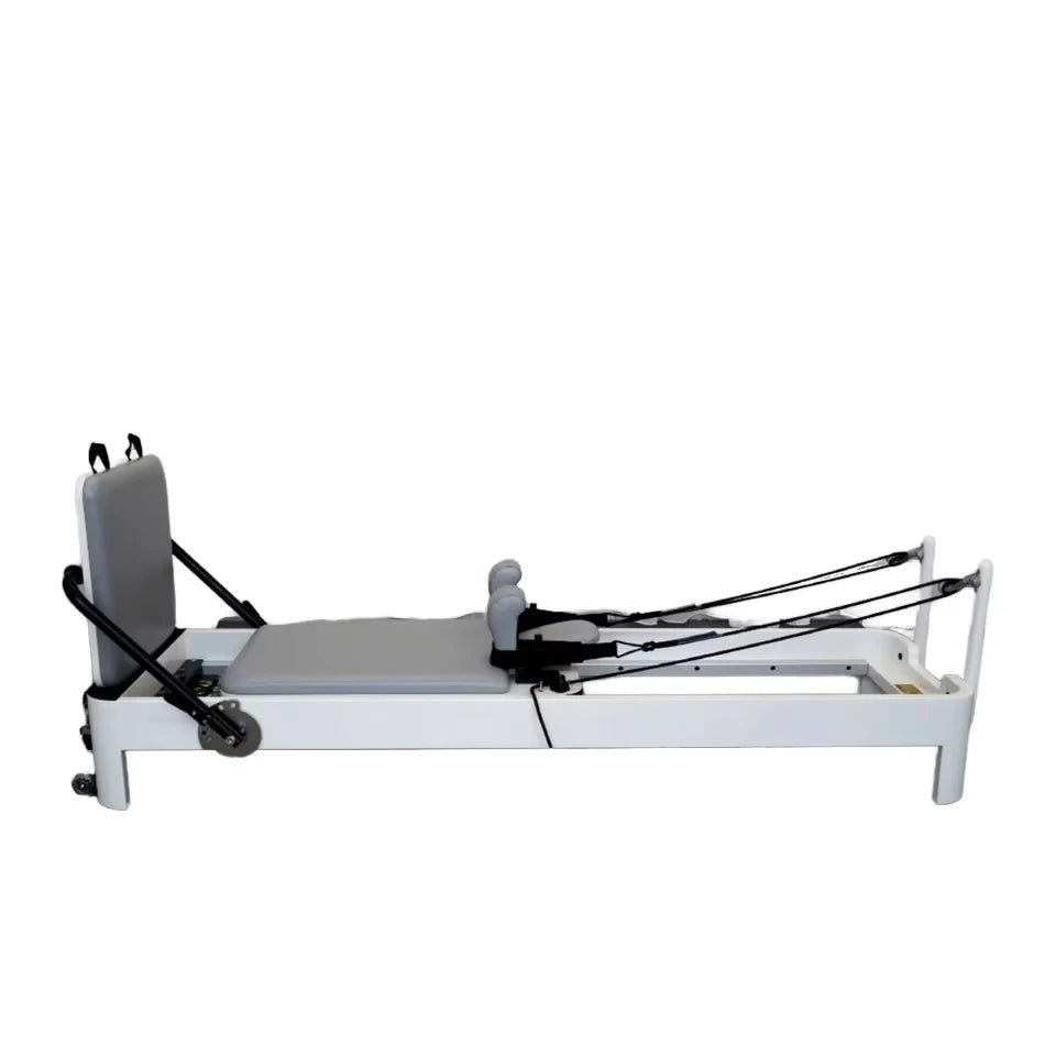 Commercial High End Studio Light Luxury White Matte Paint Beech Wood Pilates Reformer