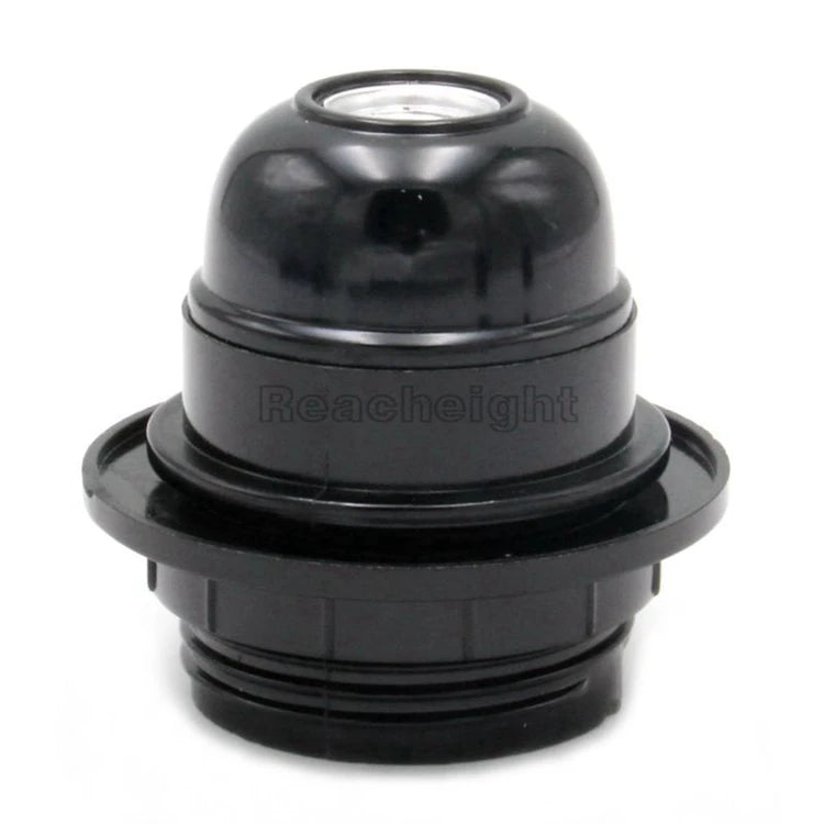 E27 Pendant Lamp Holder with Black Bakelite Shade Ring Screw Style