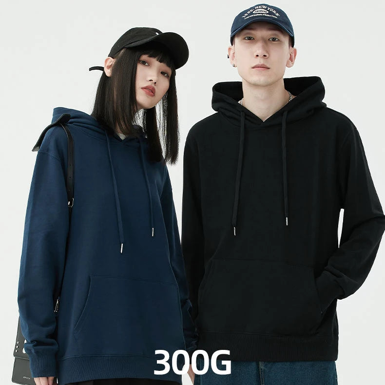 Pure Cotton 300g Hoodie Sweatshirts Men's Hoodies Custom Logo 100% Cotton Men Hoodie Sweatshirts Set Fleece