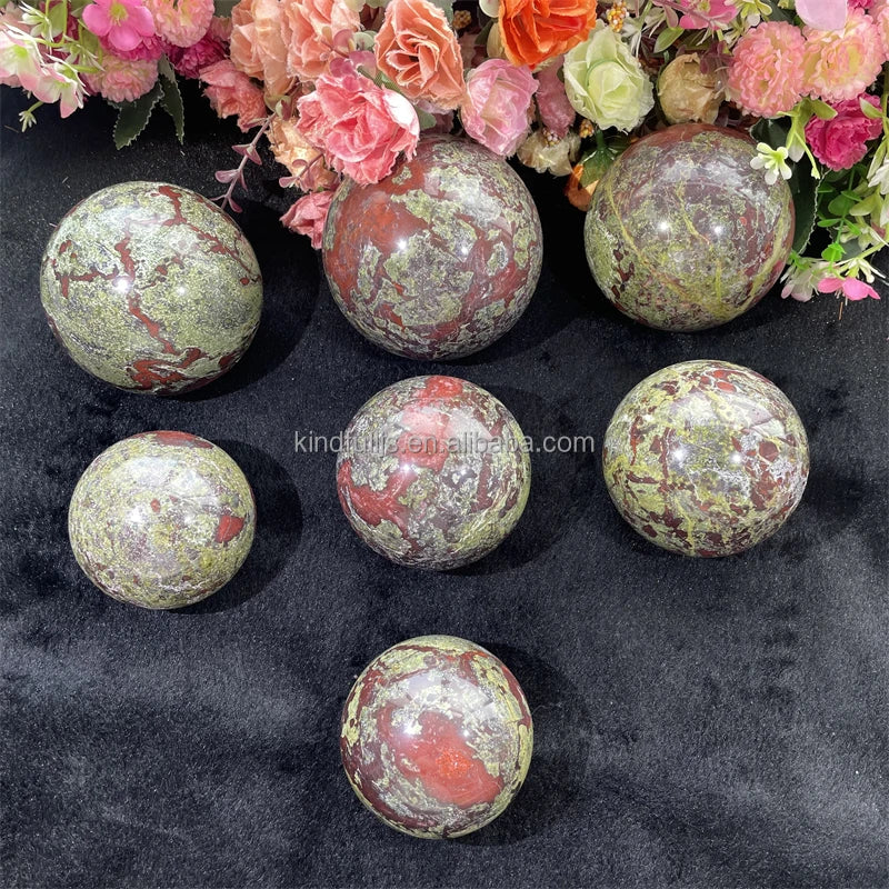 Blood Stone Natural Energy Crystal Ball Dragon Blood Stone Sphere for Healing Decor