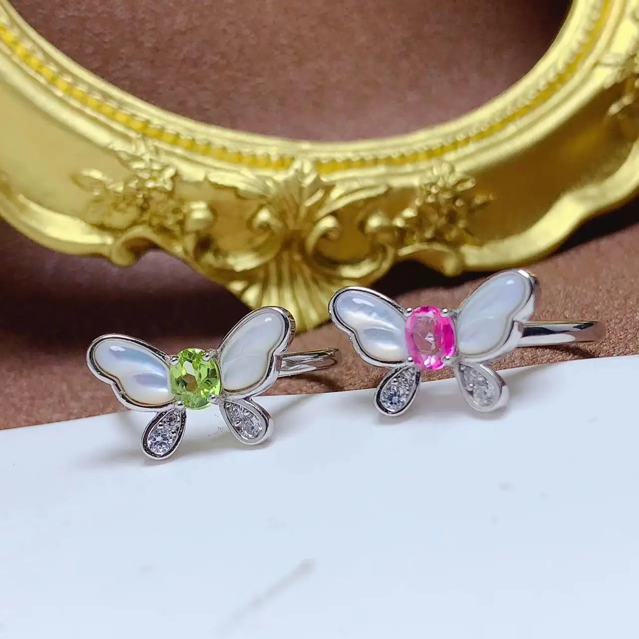 Low MOQ No Tarnish Custom 925 Sterling Silver Natural Gemstone Jewelry Fashion Women Rings Wholesale