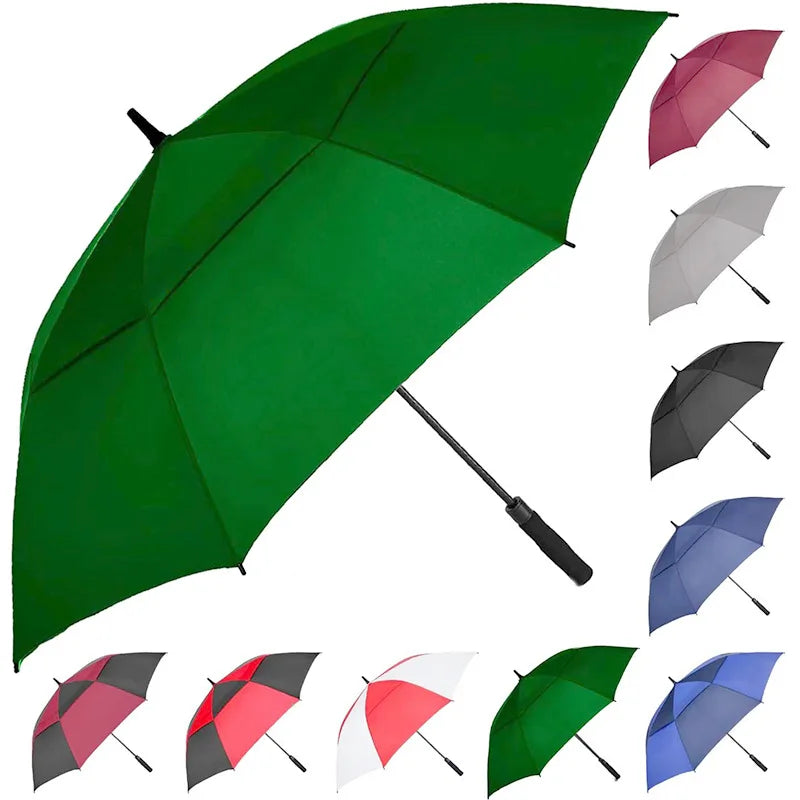 Large Custom Printed 62\" & 68\" Golf Umbrella Luxury Adults Straight Umbrella with Classic Design Custom Logo Promotional Style