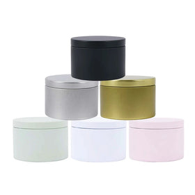 Factory Direct Wholesale Seamless Candle Tin Round Metal Tin Candle Containers Empty Black Candle Tins With Lid 8oz