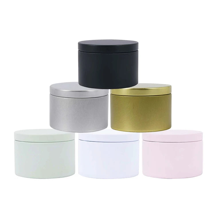 Factory Direct Wholesale Seamless Candle Tin Round Metal Tin Candle Containers Empty Black Candle Tins With Lid 8oz
