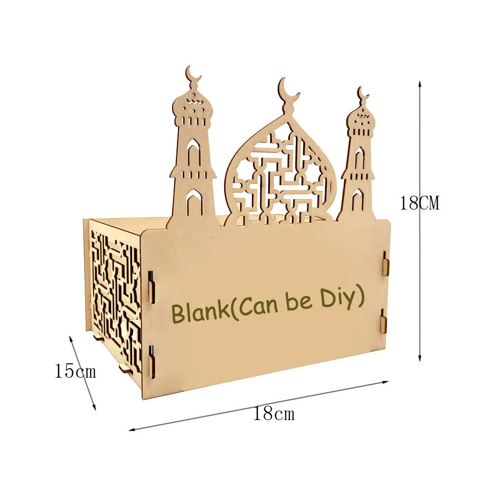 Ramadan & Eid Mubarak DIY Wooden Candy Box Table Decoration Islam Muslim Party Supplies RUIYI Brand 18x18x15cm