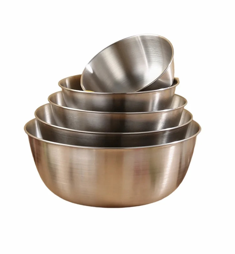 Korea Stainless Steel 304 Large Capacity Stackable Dishwasher Multi-purpose Basket Induction Mixing Salad Cooking Bowl Sets