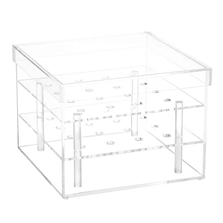 Fashionable Eco-Friendly Clear Acrylic Rose Flower Display Boxes Cosmetic Makeup Organizer Drawers with Rose Motif