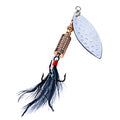 Wholesale SP157 7.5cm 11.6g Metal Spinner Baits Spoon Fishing Lures with Feather Hook
