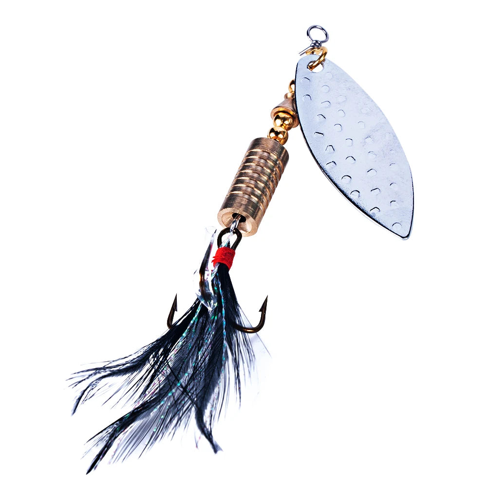 Wholesale SP157 7.5cm 11.6g Metal Spinner Baits Spoon Fishing Lures with Feather Hook