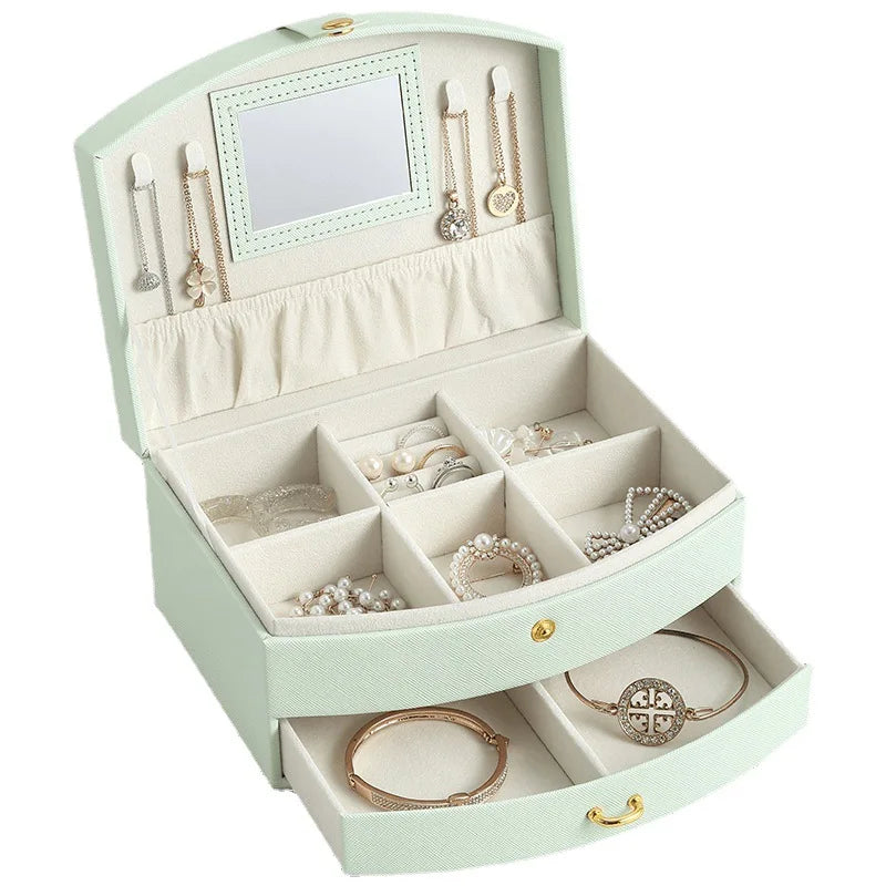 A1 Fashion Double-Layer Jewelry Box Leather Jewelry Storage Box Large Space Jewelry Holder Gift Box Joyero Organizador