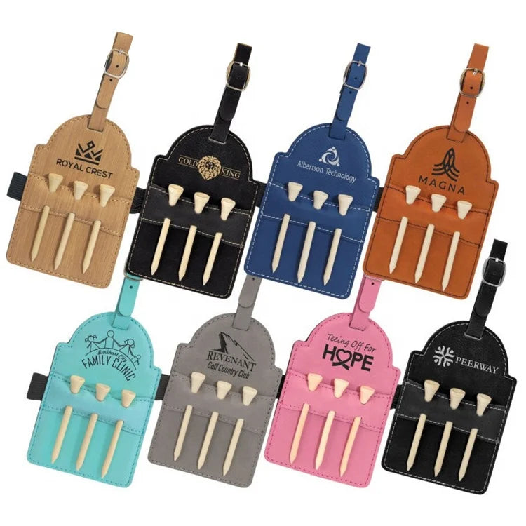 Wholesale Golf Gifts Custom Waterproof Faux Leather Golf Bag Name Tag Personalized Engraved Laserable Leatherette Golf Bag Tag