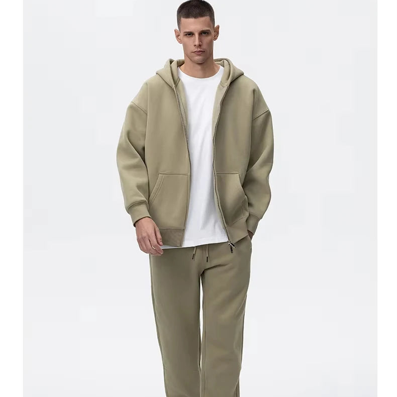 Boxy Hoodie 100% Cotton Heavyweight Fleece Oversized Men Luxury Hoodie Streetwear 430gsm Casual Blank Customized Zip up Hoodies