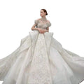 2021 One-Shoulder Beaded Wedding Dress Luxury High-End Ball Gown with Lace Decoration for Summer Bride with Large Tail