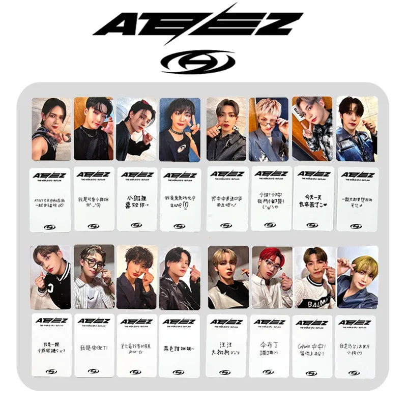 8Pcs/Set KPOP ATEEZ Photocards the WORLD EP.2 : OUTLAW Album Double-Sided Postcard Hongjoong Yunho Seonghwa LOMO Cards Fans Gift