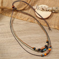 Wooden Bead Alloy Multi-layer Hand Woven Drawable Necklace with Punk Style Multi-layer Accessories Wholesale N2010282 MegaBDM