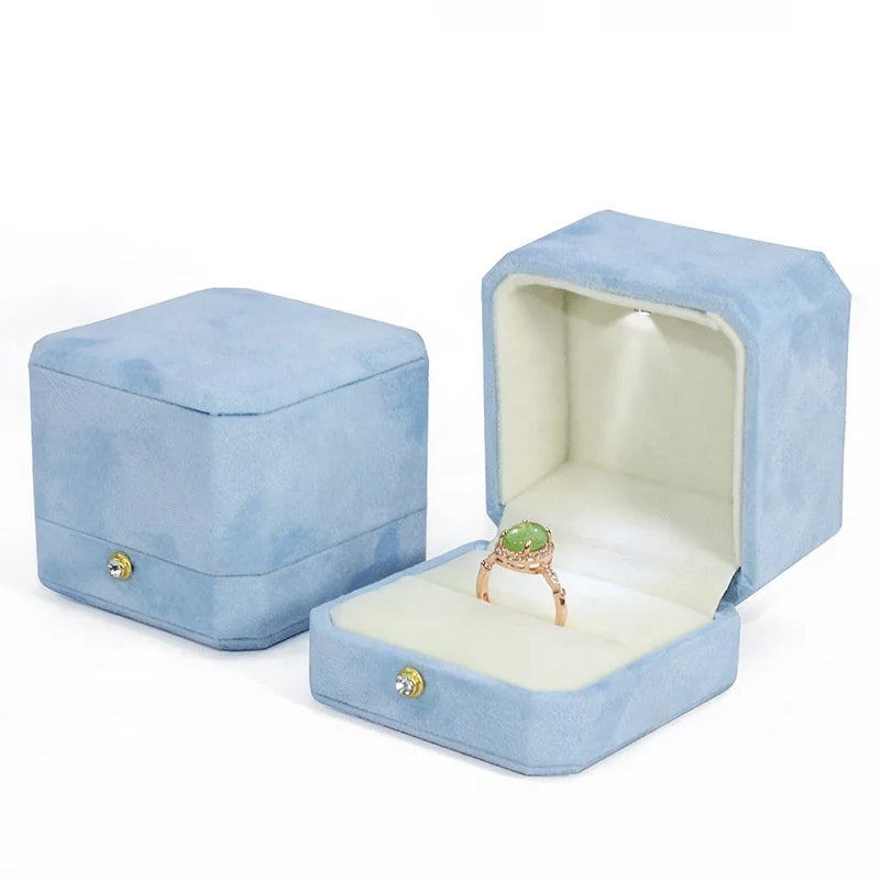 New Design Blue Ring Box LED Lighted Jewelry Packaging Box Necklace Box Customized