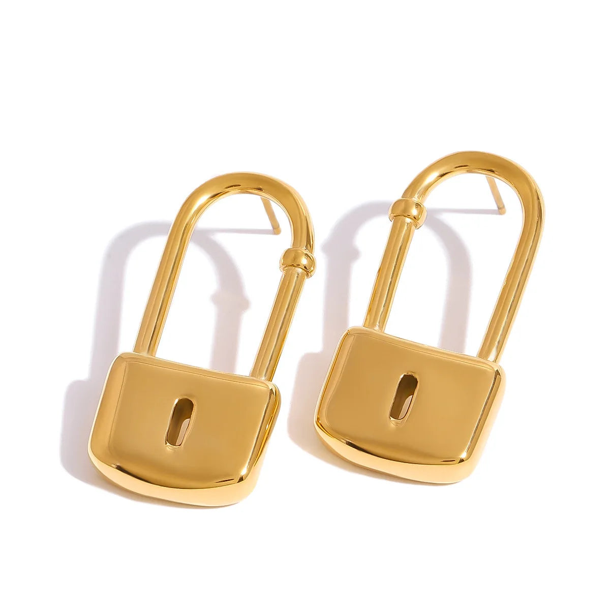 New Trendy 18K Gold Plated Dainty Stud Earrings Lock Type Hoop Jewelry for Weddings Parties Wholesale Stainless Steel