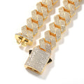 New Arrival Lab Grown Diamond Hiphop 19mm Thick Chunky 18K Gold Iced Out CZ Miami Cuban Link Chain Trendy Unisex Necklace