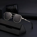 2024 Custom Logo Square Metal Double Beam UV400 Sunglasses Retro Vintage Designer Style Sun Glasses Men Black Gold Silver