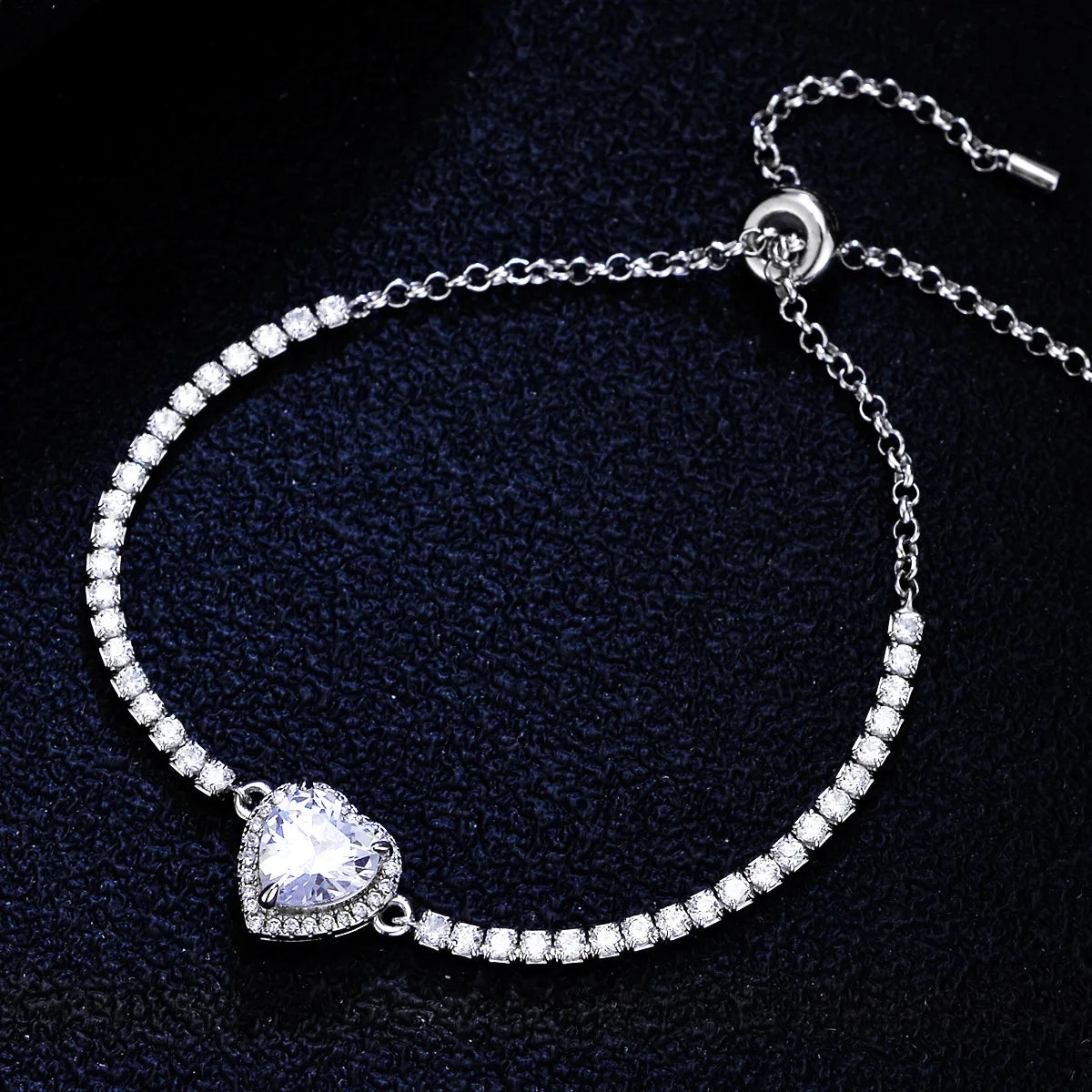 Fashion Jewelry Bracelets Women 925 Silver Bracelet Sterling Gemstone Heart Vvs Moissanite Bracelet for Girl Gift