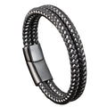 New Simple Design Stainless Steel Clasp Braided Real Genuine Leather Bracelet Men Bangle Jewelry JBS12299