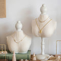 White Necklace Holder Stand for Girls Velvet Hanging Jewelry Organizer Wooden Necklace Display Stands Set for Selling