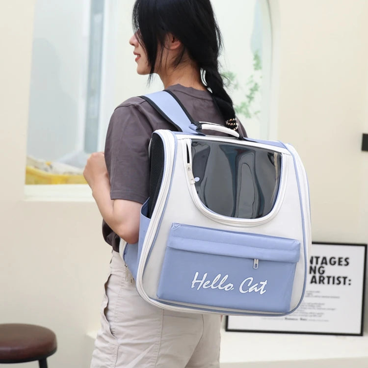 Portable Oxford PVC Pet Backpack Print Pattern Large Mesh Foldable Breathable Eco-Friendly Zipper Closure for Cats Dogs Travel