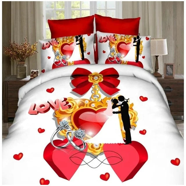 Ready to Ship Wedding Bedding Set 4-Piece Duvet Cover with 300TC Flat Bed Sheet High Quality Cotton Bed Sheet Set
