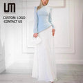 OEM Service Women's Prom Dresses - Long Sleeve Evening Gown with Pleat Details & O Neck (Customized Design)