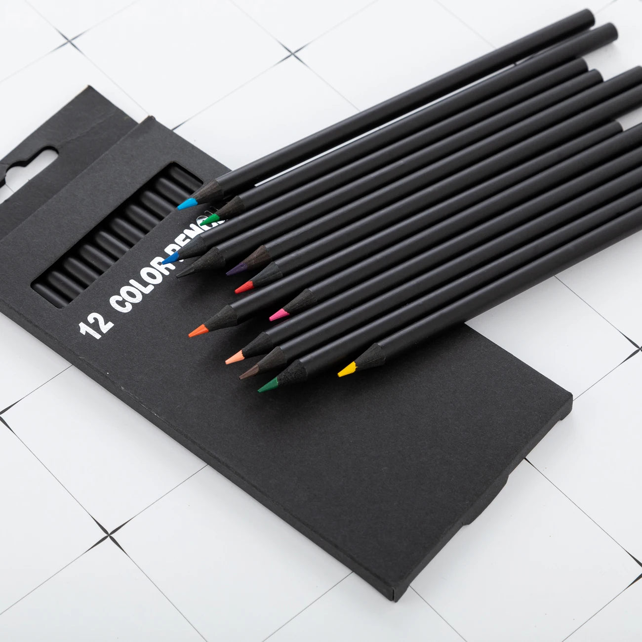 New Products Custom Black Wood Pencil 12/24/36/48/72/120 Coloring Art Kids Sketch Color Pencils Set