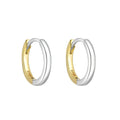 S925 Silver Zircon Huggie Hoop Earrings Geometric Diamond Circle Bicolor Splicing Gold Plated Earrings