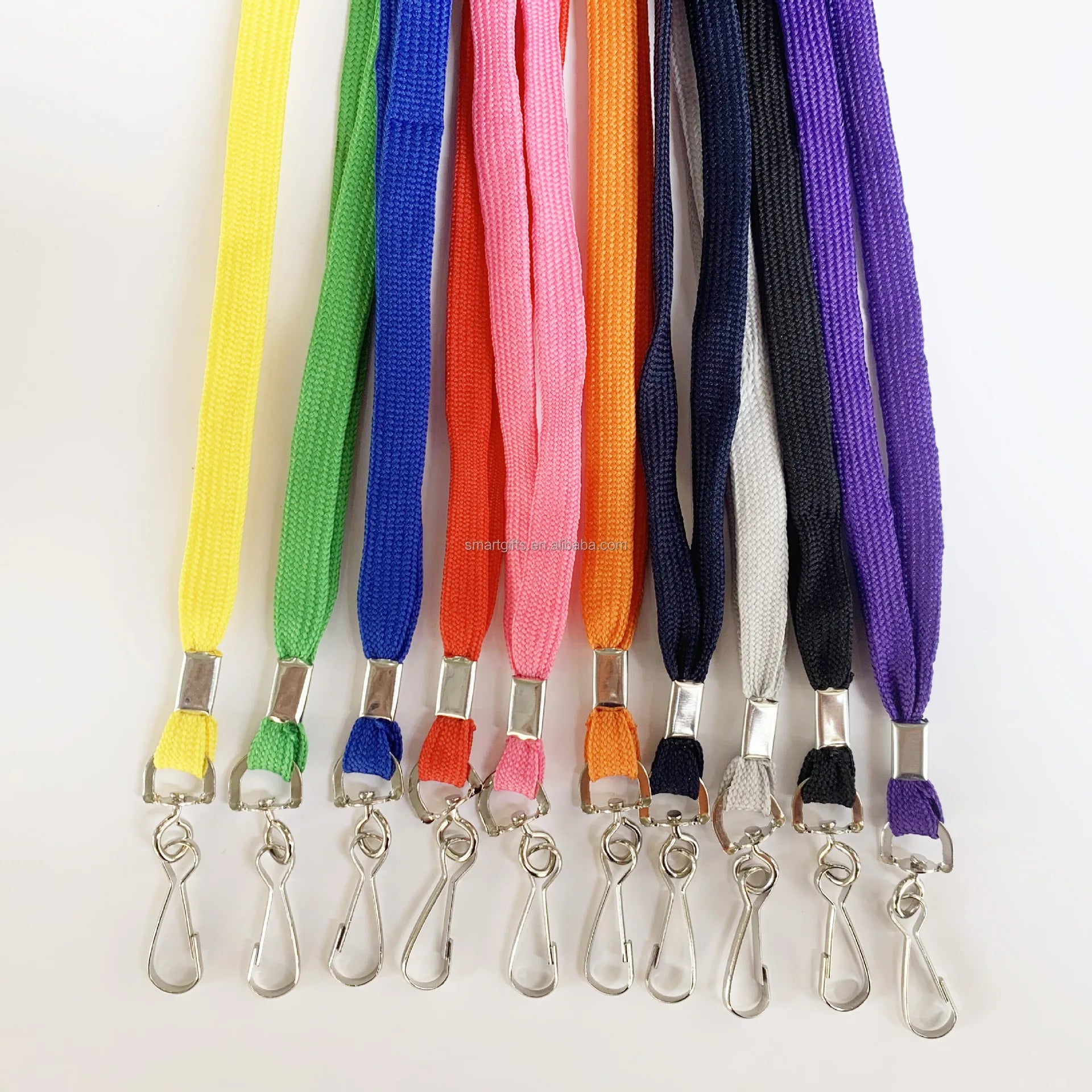 Wholesale ID Name Tag Neck Lace Strap Shoelace Polyester ID Badge Lanyards with Swivel Hook