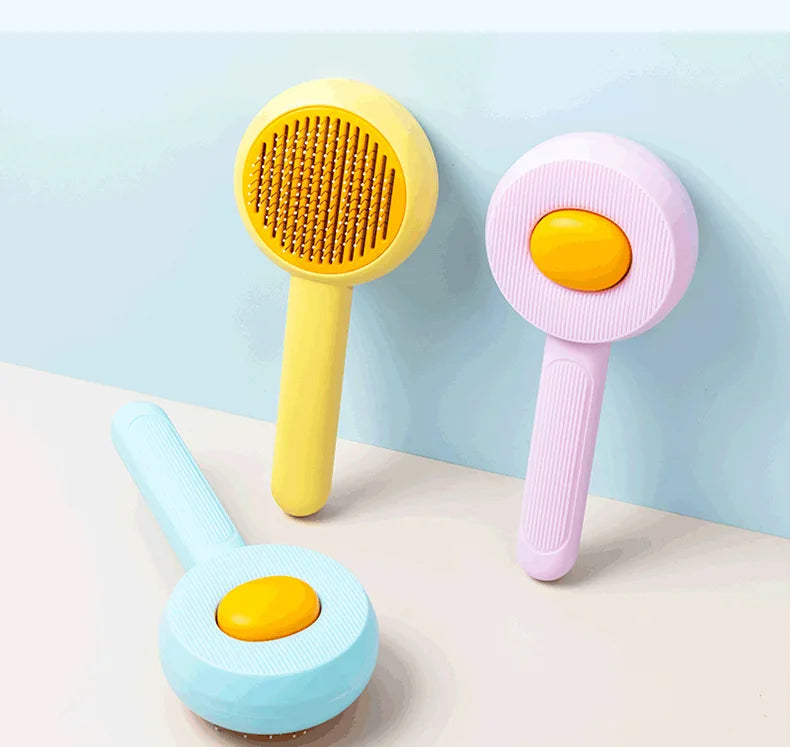 Self-Cleaning Pet Hair Brush - Click Floating Glue Remover Tool Eco-Friendly Plastic Dog Grooming Brush for Shedding Control