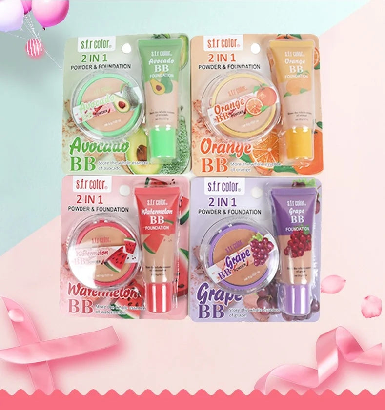 Wholesale Mineral BB Cream BB Powder Set Natural Translucent Concealer Waterproof Makeup Liquid Foundation Pressed Powder Type