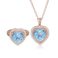 YBO Real 925 Silver Trendy Engagement Wedding Jewelry Set Rose Gold Plated Heart Pendant Necklaces Natural Topaz Adjustable